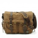 men canvas genuine leather big outdoor casual shoulder crossbody bag