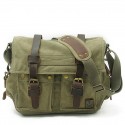 men canvas genuine leather big outdoor casual shoulder crossbody bag