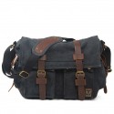 men canvas genuine leather big outdoor casual shoulder crossbody bag