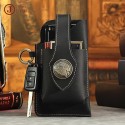 new crazy horse leather mobile phone waist bag construction site men's bag retro men's waist bag sports tactical leather phone belt bag