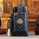new crazy horse leather mobile phone waist bag construction site men's bag retro men's waist bag sports tactical leather phone belt bag