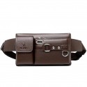 Men's Unisex Sling Shoulder Bag PU Leather Zipper Solid Color Outdoor Office & Career Black Brown