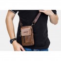 Men's Bum Bag Messenger Bag Fanny Pack Cowhide 4 Pieces Purse Set Zipper Daily Black Grey Black Brown Coffee