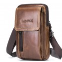 Men's Bum Bag Messenger Bag Fanny Pack Cowhide 4 Pieces Purse Set Zipper Daily Black Grey Black Brown Coffee
