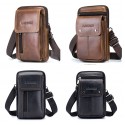 Men's Bum Bag Messenger Bag Fanny Pack Cowhide 4 Pieces Purse Set Zipper Daily Black Grey Black Brown Coffee