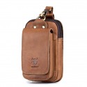 men's leather mobile phone bag cowhide belt bag 4.5/5 inch multifunctional belt bag with cover head magnetic buckle bag