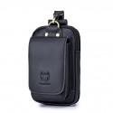men's leather mobile phone bag cowhide belt bag 4.5/5 inch multifunctional belt bag with cover head magnetic buckle bag