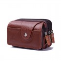 Men's Coin Purse Mobile Phone Bag Cowhide Daily Coffee Lychee Three Layers 16cm Black Lychee Three Layers 16cm
