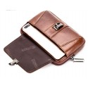 captain bull bullcaptain mobile phone small pocket men's multi-functional first layer cowhide horizontal and vertical style belt bag