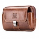 captain bull bullcaptain mobile phone small pocket men's multi-functional first layer cowhide horizontal and vertical style belt bag