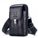 captain bull bullcaptain mobile phone small pocket men's multi-functional first layer cowhide horizontal and vertical style belt bag