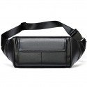 Men's Bum Bag Fanny Pack Wallet Sling Shoulder Bag Sheepskin Zipper Daily Black