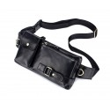 Men's Leather Bag Bum Bag Fanny Pack Nappa Leather Zipper Solid Color Daily Date Office & Career