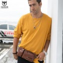 Men's Leather Bag Bum Bag Fanny Pack Nappa Leather Zipper Solid Color Daily Date Office & Career