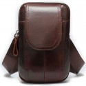 Men's Messenger Bag Fanny Pack Mobile Phone Bag Crossbody Bag Nappa Leather Cowhide Zipper Daily Brown Coffee