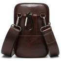 Men's Messenger Bag Fanny Pack Mobile Phone Bag Crossbody Bag Nappa Leather Cowhide Zipper Daily Brown Coffee