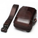Men's Messenger Bag Fanny Pack Mobile Phone Bag Crossbody Bag Nappa Leather Cowhide Zipper Daily Brown Coffee