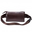 Men's Bum Bag Fanny Pack Wallet Mobile Phone Bag Nappa Leather Cowhide Zipper Daily Coffee