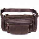 Men's Retro Bum Bag Messenger Bag Fanny Pack Nappa Leather Cowhide Zipper Daily Outdoor Light Coffee Dark Coffee Brown
