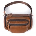 Men's Retro Bum Bag Messenger Bag Fanny Pack Nappa Leather Cowhide Zipper Daily Outdoor Light Coffee Dark Coffee Brown