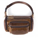Men's Retro Bum Bag Messenger Bag Fanny Pack Nappa Leather Cowhide Zipper Daily Outdoor Light Coffee Dark Coffee Brown