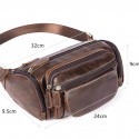 Men's Retro Bum Bag Messenger Bag Fanny Pack Nappa Leather Cowhide Zipper Daily Outdoor Light Coffee Dark Coffee Brown