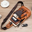 Men's Unisex Retro Sling Shoulder Bag Nappa Leather Zipper Plain Vintage Daily Going out Black Brown