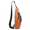 Men's Unisex Retro Sling Shoulder Bag Nappa Leather Zipper Plain Vintage Daily Going out Black Brown