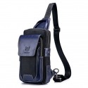 Men's Sling Shoulder Bag Genuine Leather Cowhide Formal Work Black leather blue Brown Blue Black