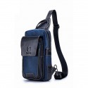 Men's Sling Shoulder Bag Genuine Leather Cowhide Formal Work Black leather blue Brown Blue Black