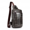 Men's 2022 Messenger Bag Sling Shoulder Bag Chest Bag Cowhide Zipper Plain Fashion Daily Outdoor Brown Coffee