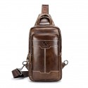 Men's 2022 Messenger Bag Sling Shoulder Bag Chest Bag Cowhide Zipper Plain Fashion Daily Outdoor Brown Coffee