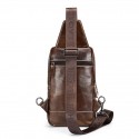 Men's 2022 Messenger Bag Sling Shoulder Bag Chest Bag Cowhide Zipper Plain Fashion Daily Outdoor Brown Coffee