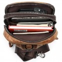 Men's Retro Sling Shoulder Bag Nappa Leather Cowhide Zipper Daily Black Dark Coffee Brown Coffee