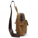 Men's Retro Sling Shoulder Bag Nappa Leather Cowhide Zipper Daily Black Dark Coffee Brown Coffee