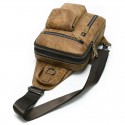 Men's Retro Sling Shoulder Bag Nappa Leather Cowhide Zipper Daily Black Dark Coffee Brown Coffee