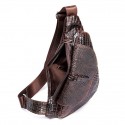 Men's Sling Shoulder Bag Crossbody Bag Nappa Leather Cowhide Zipper Solid Color Crocodile Vintage Daily Black Coffee