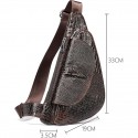 Men's Sling Shoulder Bag Crossbody Bag Nappa Leather Cowhide Zipper Solid Color Crocodile Vintage Daily Black Coffee