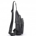 Men's Sling Shoulder Bag Nappa Leather Cowhide Zipper Crocodile Daily Black