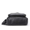 Men's Sling Shoulder Bag Nappa Leather Cowhide Zipper Crocodile Daily Black