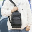 Men's Sling Shoulder Bag Oxford Cloth Zipper Solid Color Daily Going out Green Black Blue Gray