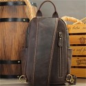 Men's Sling Shoulder Bag Crossbody Bag Nappa Leather Cowhide Zipper Solid Color Daily Black Coffee