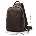 Men's Sling Shoulder Bag Crossbody Bag Nappa Leather Cowhide Zipper Solid Color Daily Black Coffee