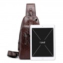 Men's Sling Shoulder Bag PU Leather Zipper Solid Color Daily Going out Office & Career Black Brown