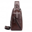 Men's Sling Shoulder Bag PU Leather Zipper Solid Color Daily Going out Office & Career Black Brown