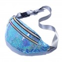 Women's Fanny Pack Sling Shoulder Bag PU Leather Zipper Vintage Daily Office & Career Blue Purple Silver