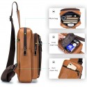 Men's Sling Bags Crossbody Bag Nappa Leather Zipper Solid Color Daily Going out Black Brown