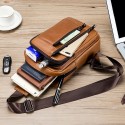 Men's Sling Bags Crossbody Bag Nappa Leather Zipper Solid Color Daily Going out Black Brown