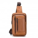 Men's Sling Bags Crossbody Bag Nappa Leather Zipper Solid Color Daily Going out Black Brown