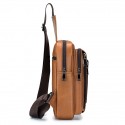 Men's Sling Bags Crossbody Bag Nappa Leather Zipper Solid Color Daily Going out Black Brown